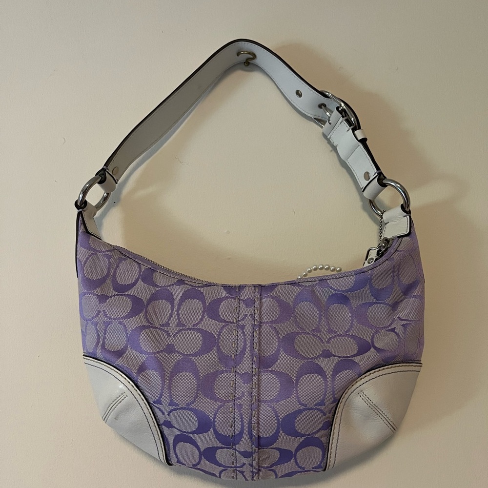 SOLD - Coach Purple Signature Print Y2K Hampton Hobo 11575 - Picture 2 of 6